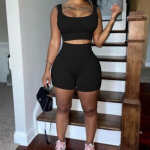 Womens 2 Piece Outfits Casual Matching Sets Yoga Shorts Set Jogger Tracksuit