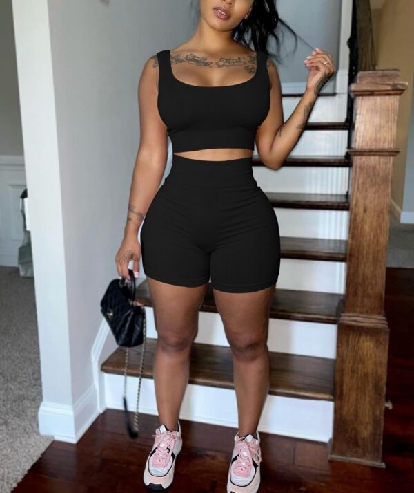 Womens 2 Piece Outfits Casual Matching Sets Yoga Shorts Set Jogger Tracksuit