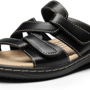 DREAM PAIRS Womens Slides Arch Support Slip on Flat Sandals Comfort Plantar Fasciitis Soft Cushion Slippers With Adjustable Straps