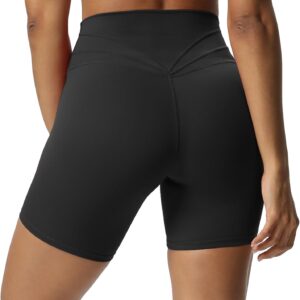 Aoxjox Trinity Workout Biker Shorts for Women Tummy Control High Waisted Exercise Athletic Gym Running Yoga Short 6"