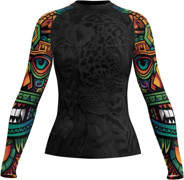 Aztec Women’s BJJ Rash Guard – Long Sleeve Compression Base Layer for MMA Grappling Martial Arts