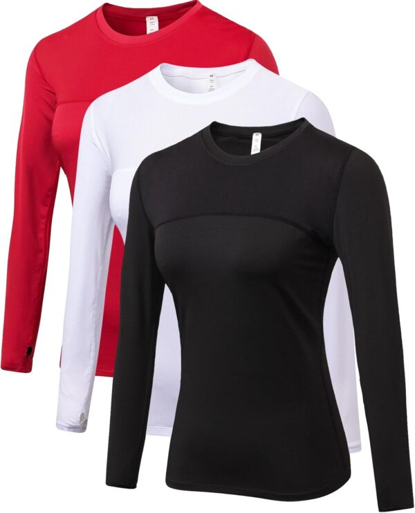 Women's Sun Protection Compression Shirts UPF 50+ Long Sleeve Workout T-Shirts Rash Guard Athletic Tops