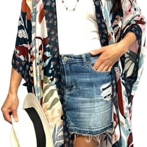 Humble Hilo Long Kimono Cardigan for Women Beach Cover up Casual Loose Prints & Patterns