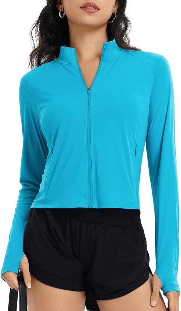 baleaf Women's UPF 50+ Sun Shirts Protection SPF Crop Jacket UV Protection Long Sleeve Full Zip Clothing Lightweight