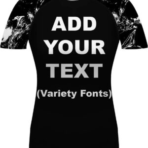 O2TEE Front & Back Add Your Text Women's Short Sleeve Mixed Print Dry Fit Trainning Top Shirts