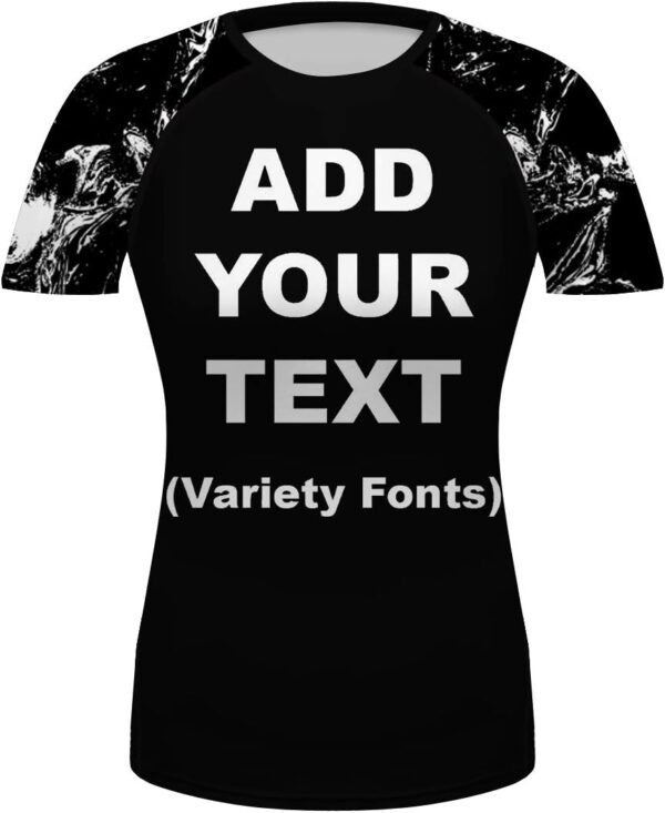 O2TEE Front & Back Add Your Text Women's Short Sleeve Mixed Print Dry Fit Trainning Top Shirts