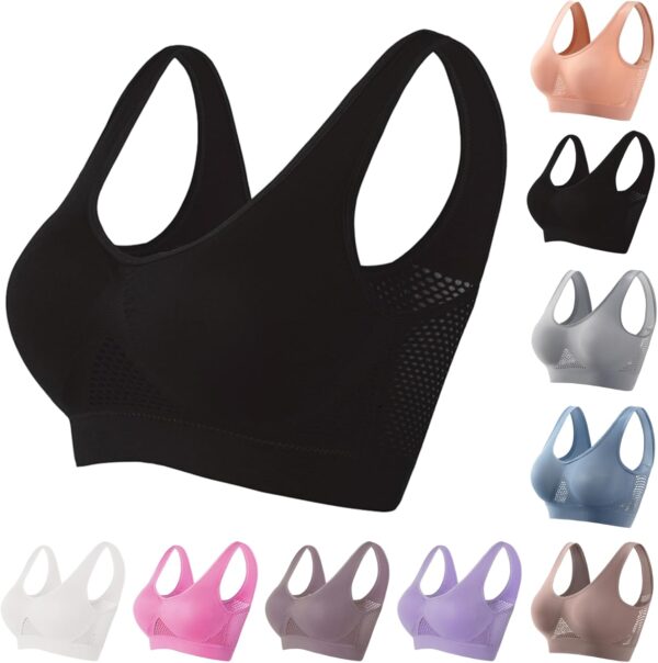 Sports Bras for Women High Impact Wireless Bralette Push up Seamless Workout Bras Plus Size Breathable Stretchy Bras