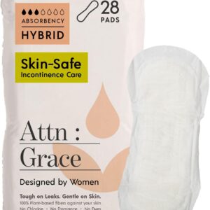 Attn: Grace Hybrid Incontinence Pads for Women, 28-Pack - High Absorbency, Breathable, Plant-Based - Incontinence Pads for Light Bladder Leaks & Sensitive Skin