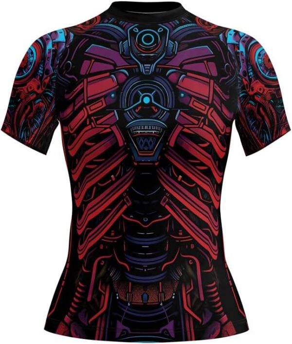 Cyber Biomechanic Rash Guard for Women – Short Sleeve Compression Gear for Grappling Jiu Jitsu & MMA