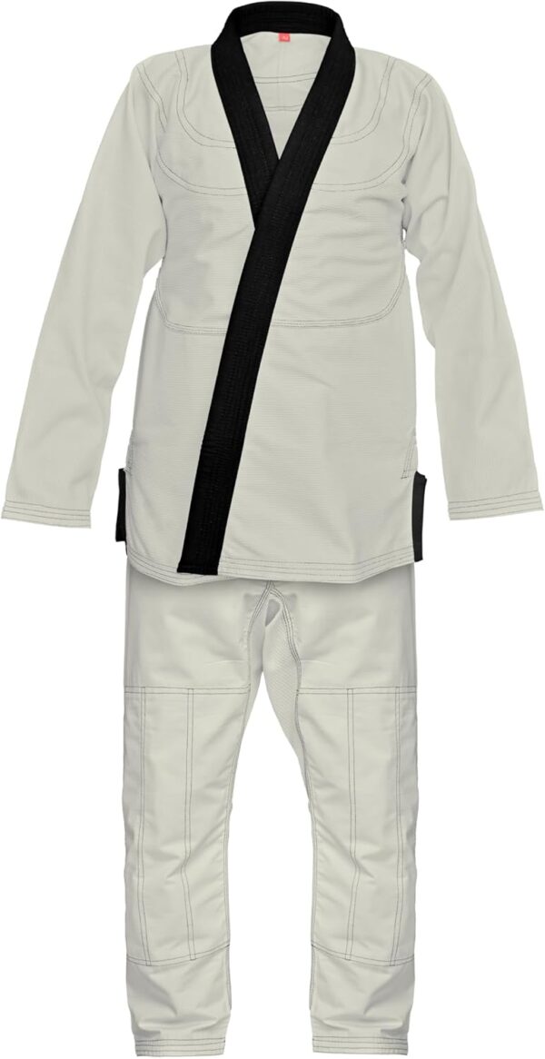 Bjj Gi Jiu Jitsu UnBleached Kimonos Gi Black Collar 100% Cotton Perl Weave 450GSM