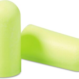 3M Ear Plugs, E-A-Rsoft Yellow Neons 315-1250, 200 Pair of Disposable Earplugs, Pairs Individually Wrapped, Regular Size, Uncorded, 33 NRR, Tapered Cylinder Shape, Slow Recovery Foam