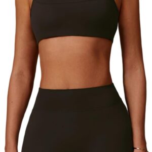 Two Piece Workout Sets For Women Sports Bra Matching High Waist Scrunch Butt Shorts Gym Yoga Athletic Clothes