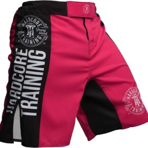 Hardcore Training Fight Shorts Women Pink MMA Boxing Fitness Muay Thai Kickboxing Grappling Sparring Female (US, Alpha, Large)