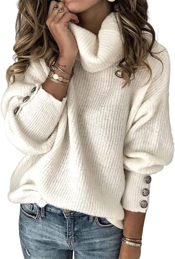 MARSVOVO Womens Turtleneck Sweaters Long Sleeve Oversized Tunic Sweater Loose Cable Knit Pullover Sweater Casual Daily Tops