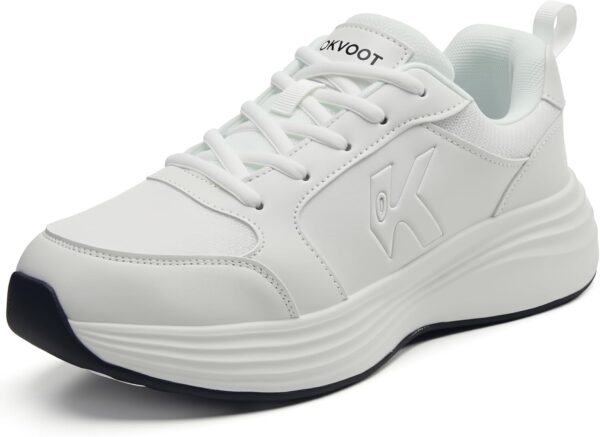 Women's Running Shoes Walking Shoes Wide Width Leather: Comfortable Shock Absorbing Breathable Lightweight Non-Slip Athletic Fashion Sneakers for Tennis Gym Workout Training Casual