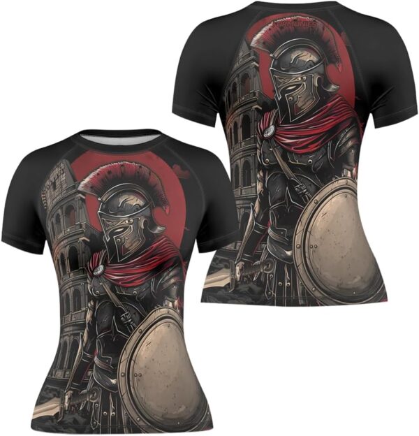 FORMONIES Spartan Short Sleeve Fightwear Rash Guard – Women’s Compression Fit for BJJ Jiu Jitsu MMA Grappling