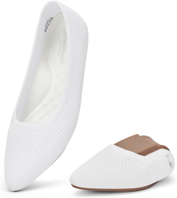 Puxowe Flats for Women Point Toe Flat Shoes Knit Slip On Shoes for Women Ballerina Dressy Foldable Comfortable Soft Low Wedge