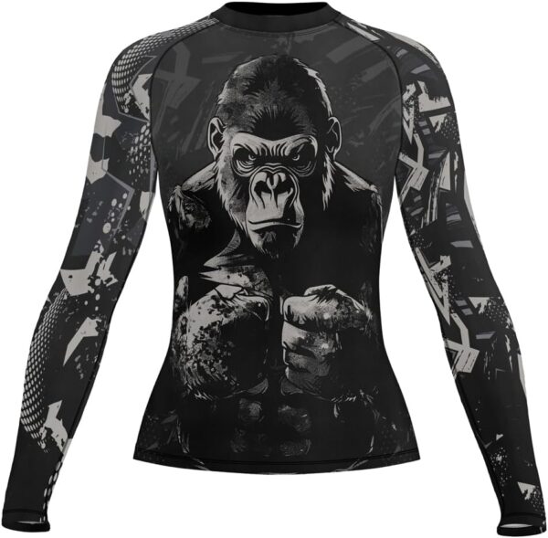 Gorilla Long Sleeve MMA Base Layer Shirt for Women - Jiu Jitsu Grappling Rash Guard BJJ Grappling