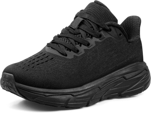 Women's Lightweight Walking & Running Shoes - Breathable Non Slip Sneakers with Cushioned Comfort for Gym, Tennis, Workout Black/White ﻿