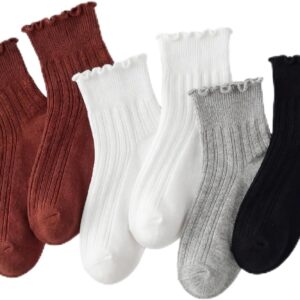 wernies Ruffle Socks Womens 6 Pairs，Cute Ankle Lettuce Edge Frilly Athletic Crew Socks