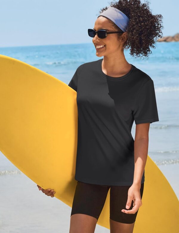 Women's UPF 50+ Sun Protection Quick Dry Short Sleeve T-Shirts Swim Hiking Running Workout Rash Guard Tops