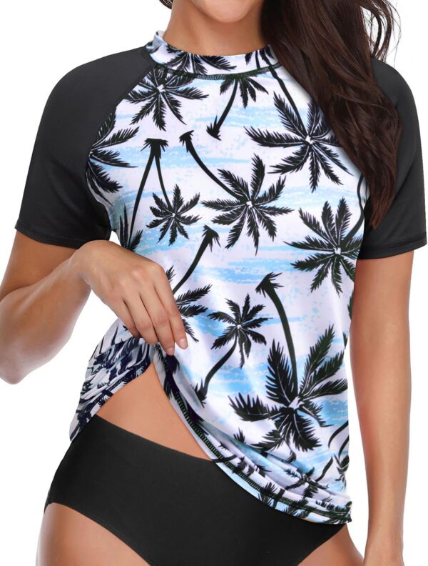 Daci Women Short Sleeve Rashguard Top Swim Shirt Swimsuits Top Only No Built in Bra Bathing Suit No Bottom