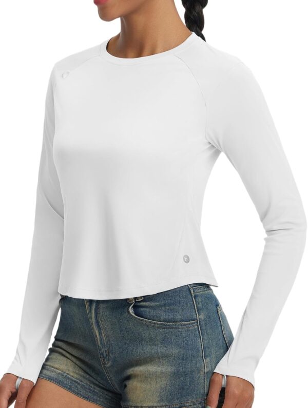 baleaf Women's UPF 50+ Long Sleeve Sun Shirts Crop Rash Guard UV Workout Tops SPF Slim Fit Lightweight Athletic Hiking