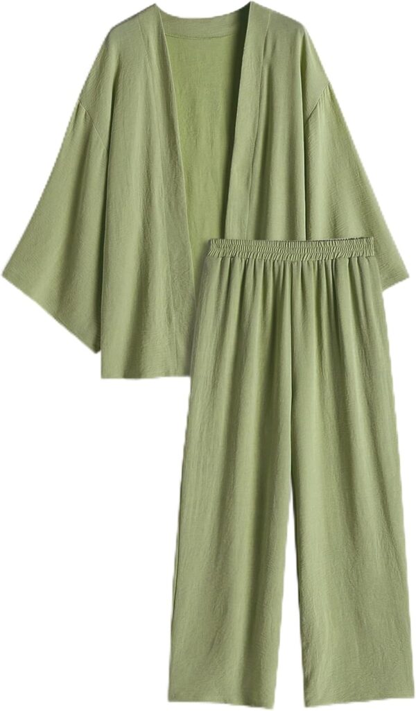 ZAFUL Women 2 Piece Tracksuits Outfits Loungewear Sets Solid Loose Cardigan Suits And Wide Leg Pants Casual Suits