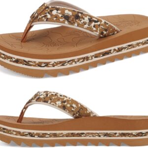 ONCAI Flip Flops for Women, Fashion Printed Platform Sandals Woman with Arch Support Yoga Mat Cushion, Lightweight Summer Beach Outdoor Chunky Non-Slip Rubber Soles US Size 5-11