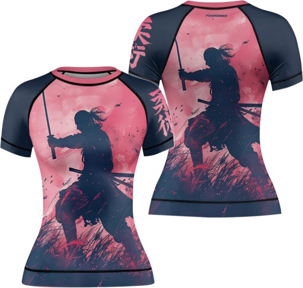 FORMONIES Samurai Rash Guard for Women – Short Sleeve Base Layer for No-Gi BJJ Jiu Jitsu MMA Grappling