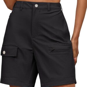 luvamia Hiking Shorts for Women Cargo Lightweight Water Resistant Elastic Waist Golf Casual Summer 7 Inch Inseam Shorts