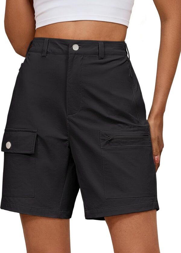 luvamia Hiking Shorts for Women Cargo Lightweight Water Resistant Elastic Waist Golf Casual Summer 7 Inch Inseam Shorts