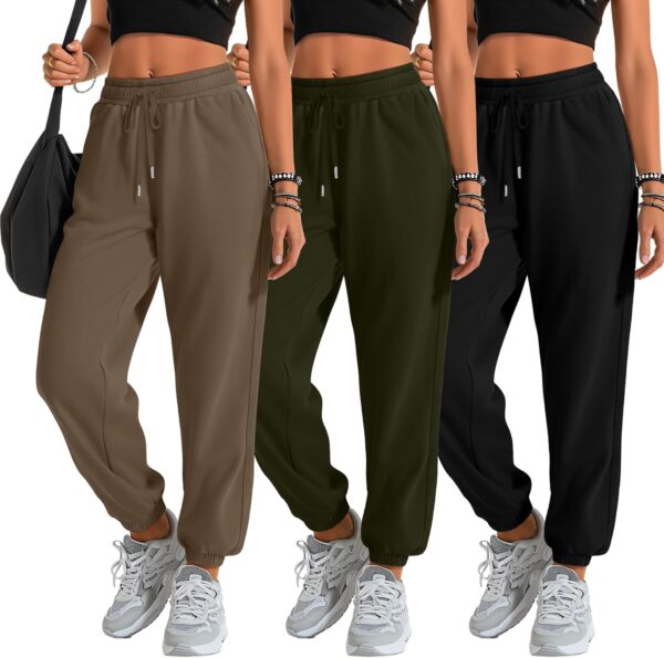 3 Pack Women's Sweatpants with Pockets, Drawstring Lounge Athletic Joggers Casual Yoga Workout Sweat Pants
