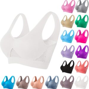 Breathable Anti-Sagging Sports Bra for Women Plus Size Wireless Bras with Cooling Lift-Up Air Tech Mesh High Support
