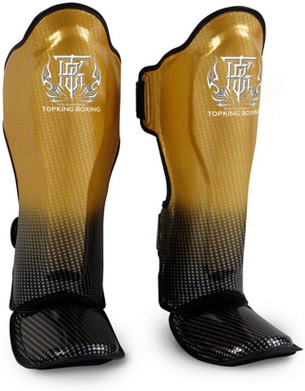 TOP KING Boxing Muay Thai Shin Guards Protector Protection (Super Star Gold, M),Medium
