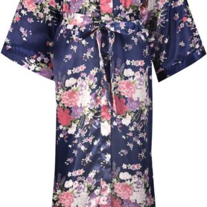 DandyChic Kimono Robes For Women Floral Long Lightweight Silky Sleepwear bridal Dressing Gown