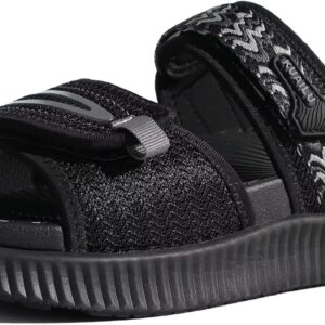 KuaiLu Womens Orthotic Slides Athletic Thick Cushion Recovery Sandals Adjustable Open Toe Slip On Yoga Mat Walking Ladies Sport Sandles Comfortable Plantar Fasciitis Arch Support Black Size 6