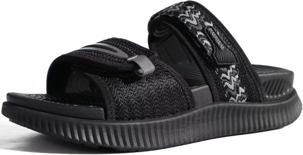 KuaiLu Womens Orthotic Slides Athletic Thick Cushion Recovery Sandals Adjustable Open Toe Slip On Yoga Mat Walking Ladies Sport Sandles Comfortable Plantar Fasciitis Arch Support Black Size 6