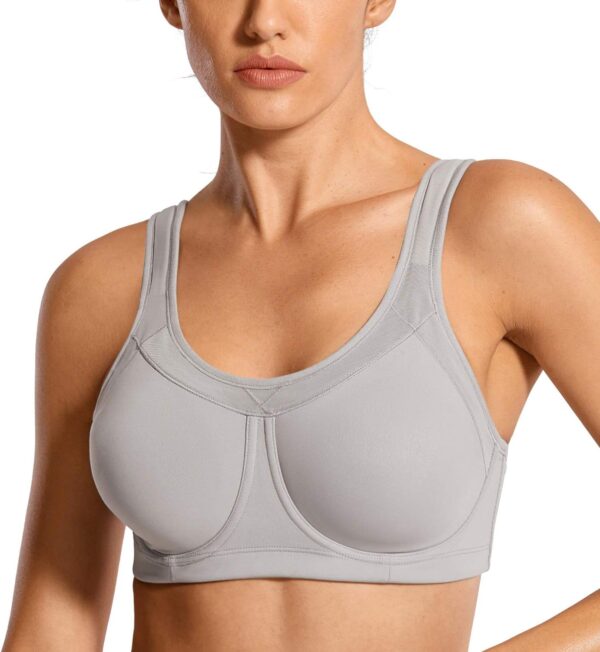 SYROKAN Women's High Impact Removable Pads Sports Bra Underwire Full Coverage Support Workout Running Bra