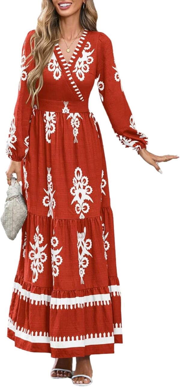 LIZALIG Maxi Dress - Boho Long Sleeve Floral Print Styles, Western Tropical Fall Dresses, Women's Long Floral Dresses