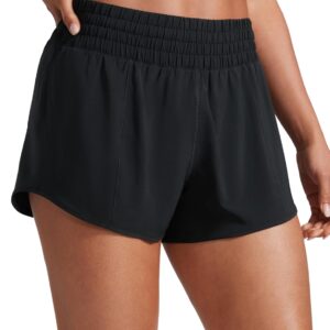 CRZ YOGA High Waisted Running Shorts for Women 2.5" - Mesh Liner Quick Dry for Workout Sport Athletic with Zipper Pocket