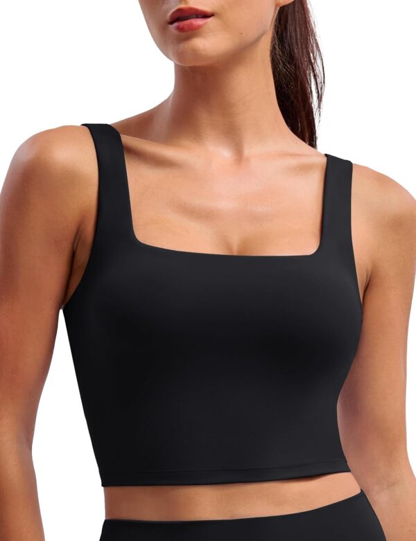 BAYDI Clouduxi Square Neck Sports Bras for Women - Padded Workout Tops with Built-in Bra U Back Gym Yoga Crop Tank Top