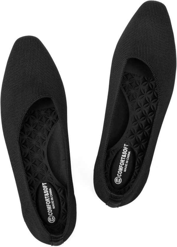 Frank Mully Women's Knitted Flats Square Toe Shoes Breathable Ballet Flats with Arch Support Comfort Walking Shoes for Women