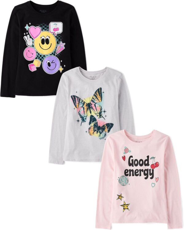 The Children's Place girls Assorted Everyday Long Sleeve Graphic T-shirts