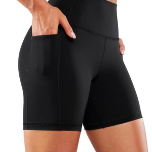 CRZ YOGA Women's Naked Feeling Biker Shorts with Pockets 6'' - High Waisted Yoga Gym Workout Spandex