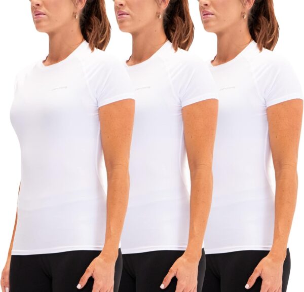 DEVOPS 3 Pack Women's Compression Shirt Dry Fit Short Sleeve Running Athletic T-Shirt Workout Tops