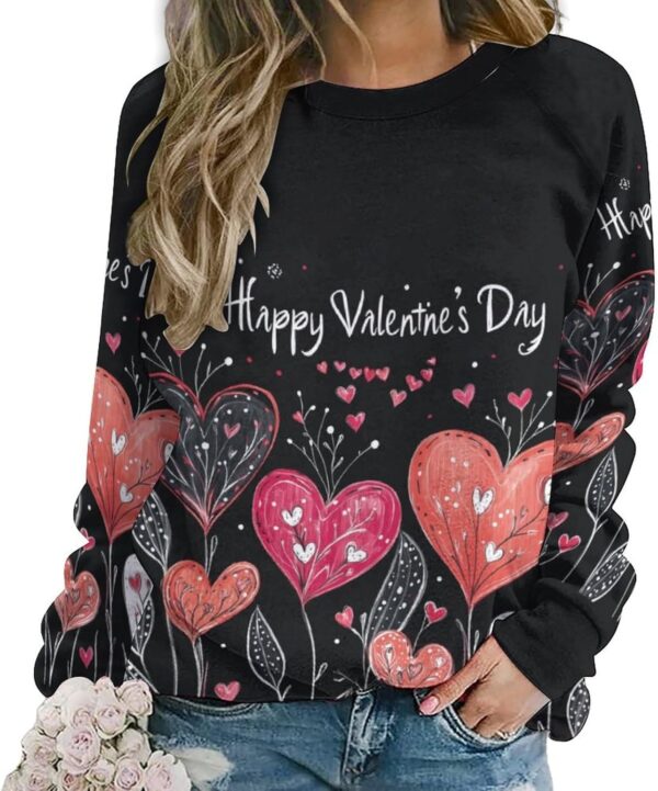 Valentines Graphic Sweatshirts for Women Crew Neck Long Sleeve Shirt Casual Comfy Pullover Tunic Tops