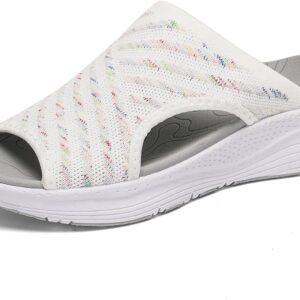 Womens Orthopedic Platform Slides Sandals with Arch Support Ladies Comfortable Walking Open Toe Plantar Fasciitis Slip On for Summer