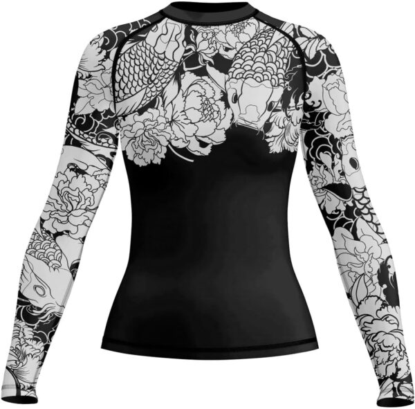 Samurai Jiu Jitsu Rash Guard Long Sleeve Grappling Compression Shirt for MMA BJJ Grappling Training