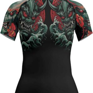 Samurai Women’s Performance Rash Guard – Short Sleeve MMA BJJ Compression Shirt for Jiu Jitsu & Workouts